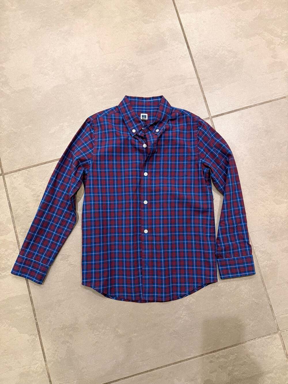 Janie and Jack Boys Long Sleeve Plaid Button Down Shirt Size 7